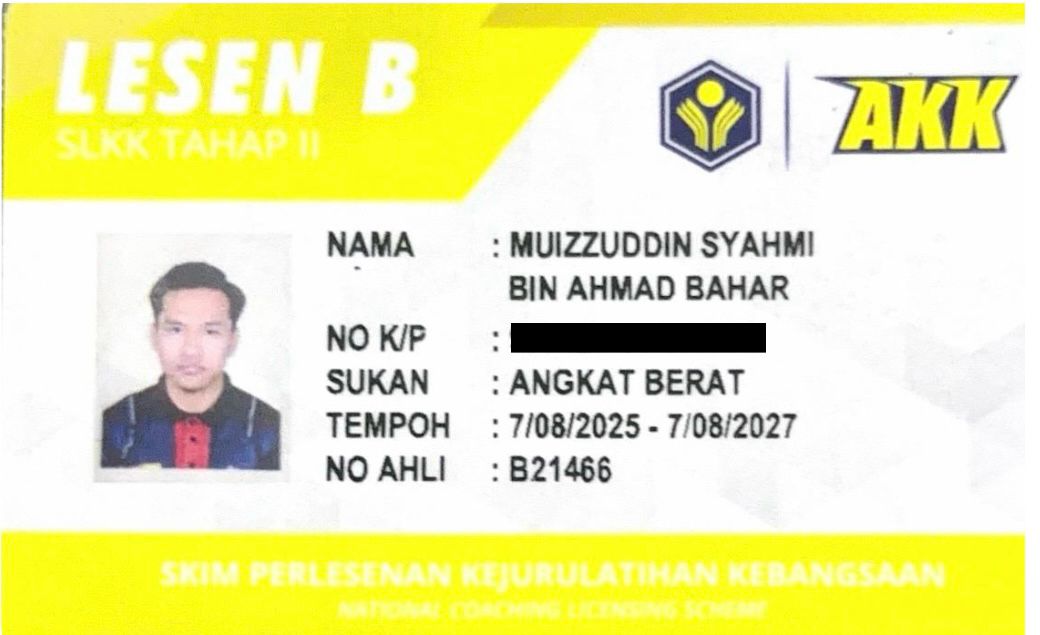 LESEN B — SLKK Tahap 2 — Depan