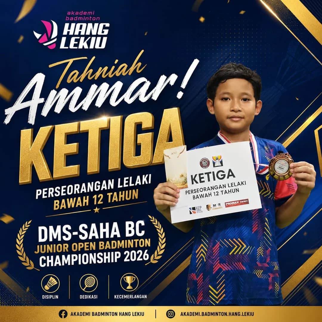 Ammar Zubir — No. 3 Perseorangan Lelaki DMS-SAHA BC Junior Open Badminton Championship 2026