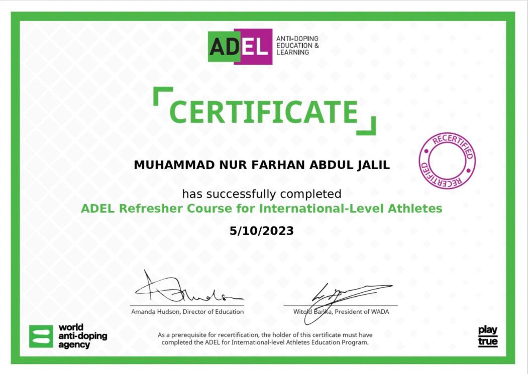 ADEL Refresher Course for International-Level Athletes