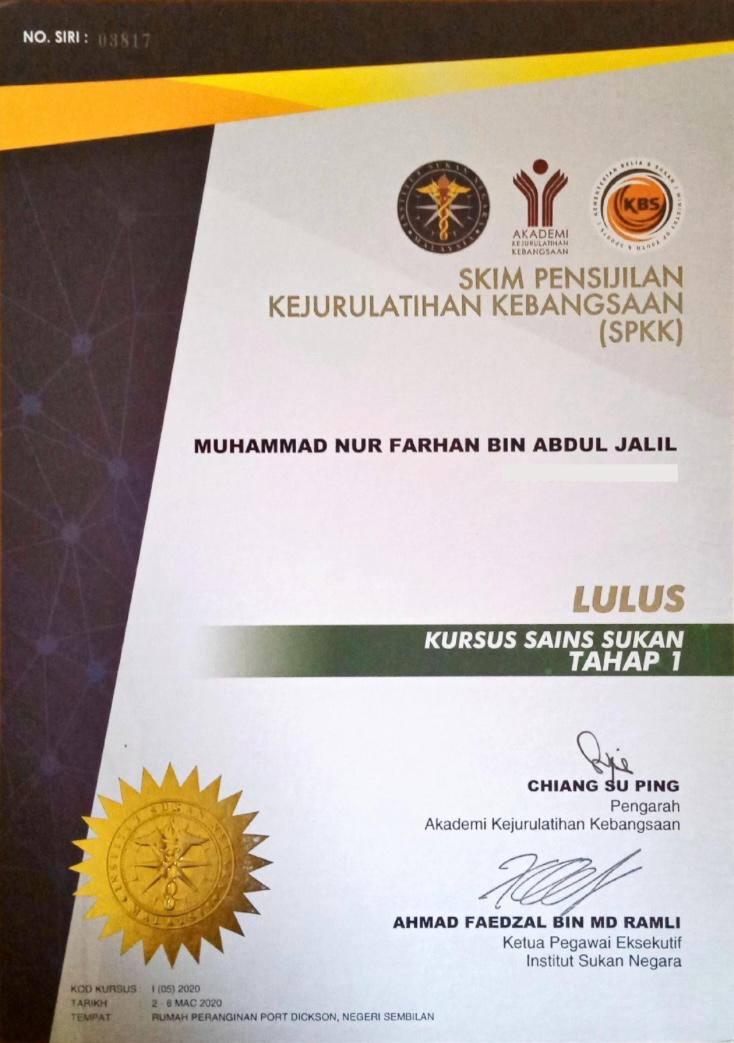 Kursus Sains Sukan Tahap 1