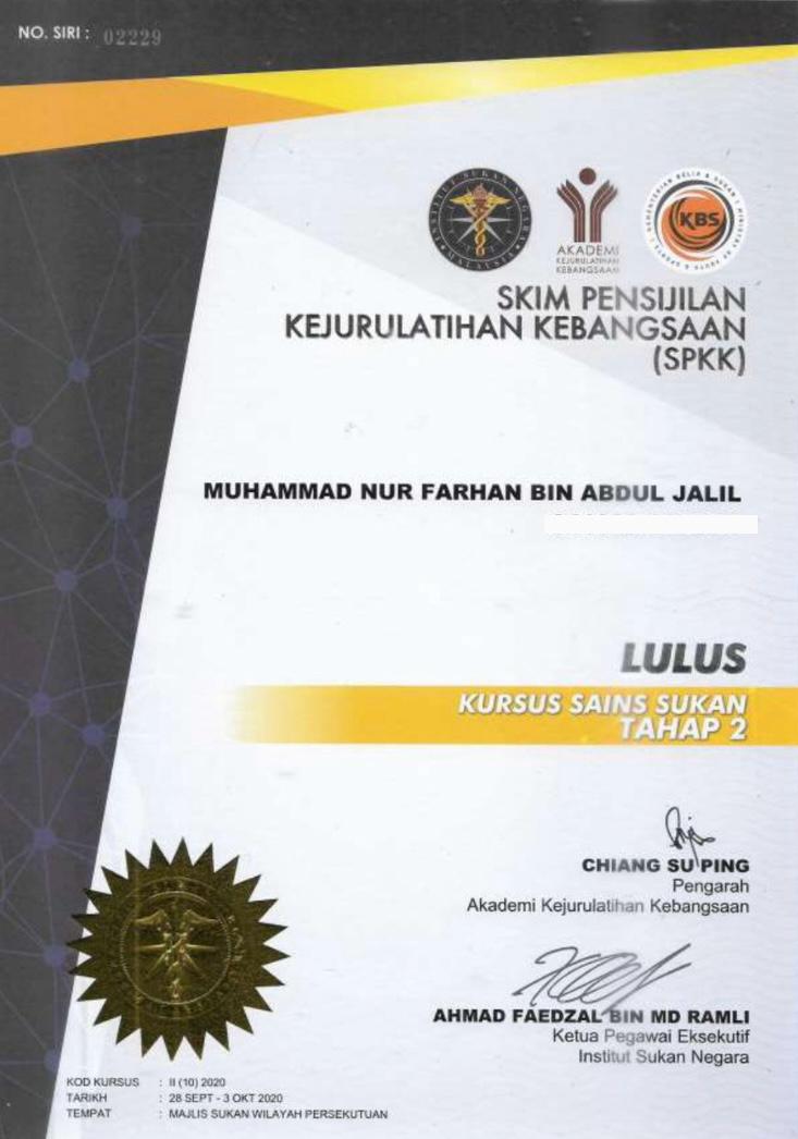 Kursus Sains Sukan Tahap 2