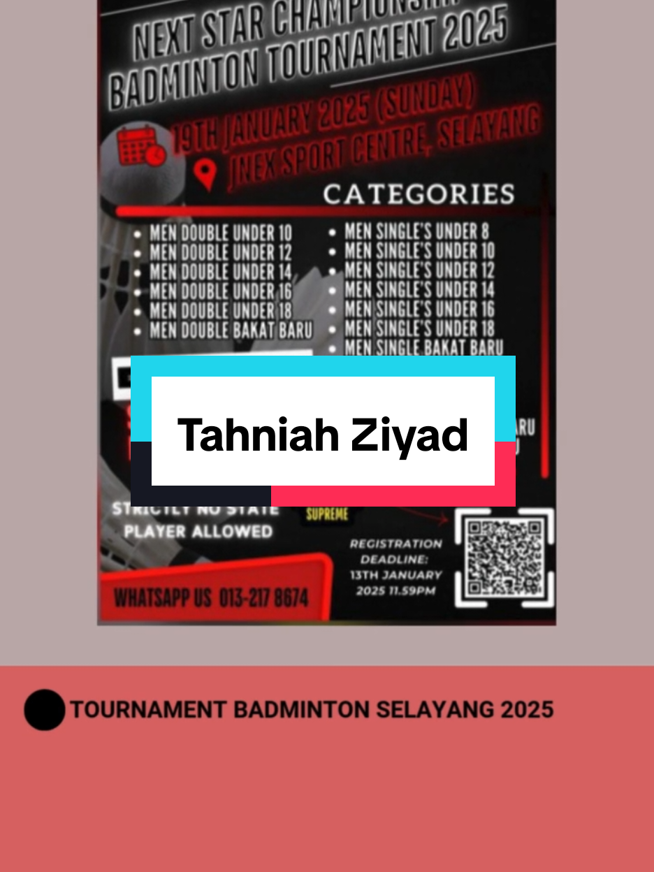 Ziyad — No. 3 Perseorangan Tournament Badminton Selayang 2025